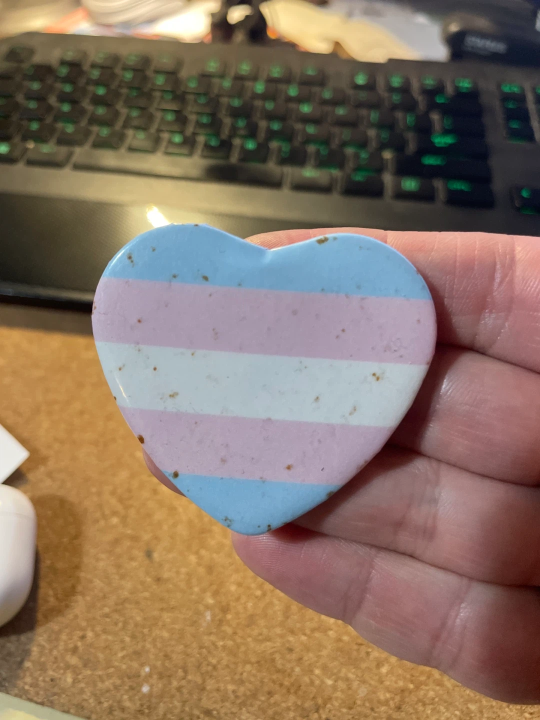 Heart-Shaped Transgender Pride Pin (Some rust)