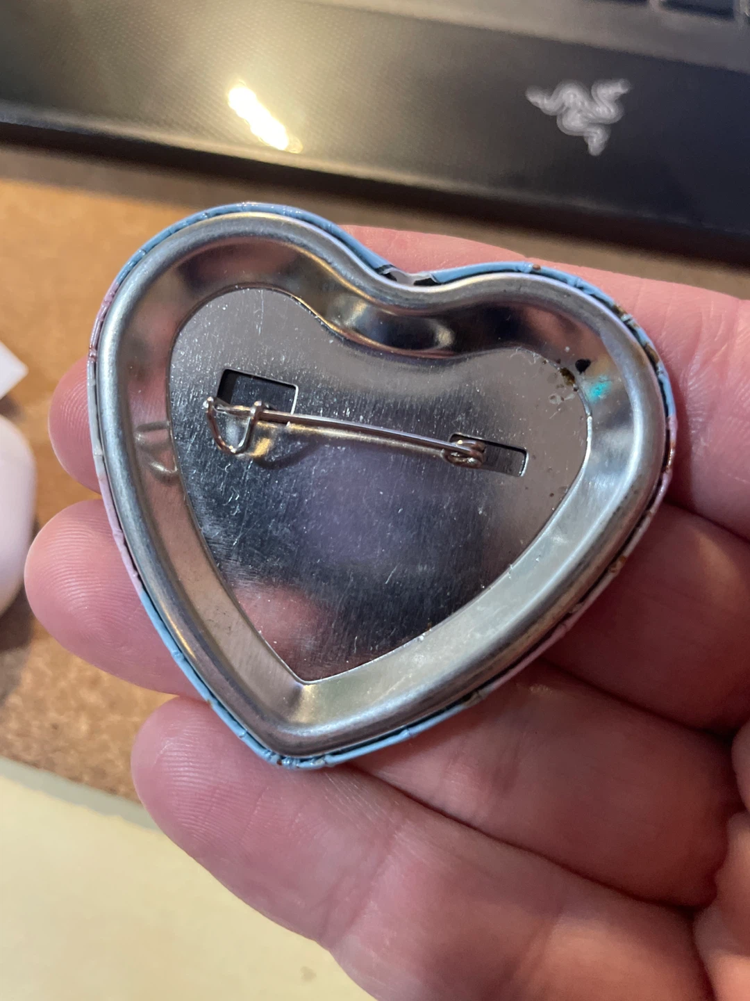 Heart-Shaped Transgender Pride Pin (Some rust) - photo 2