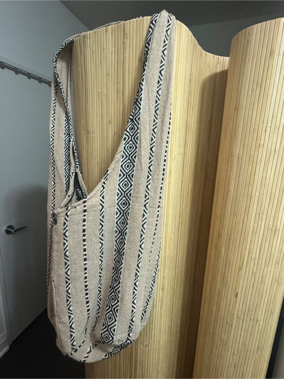 Woven Messenger Bag with Geometric Pattern