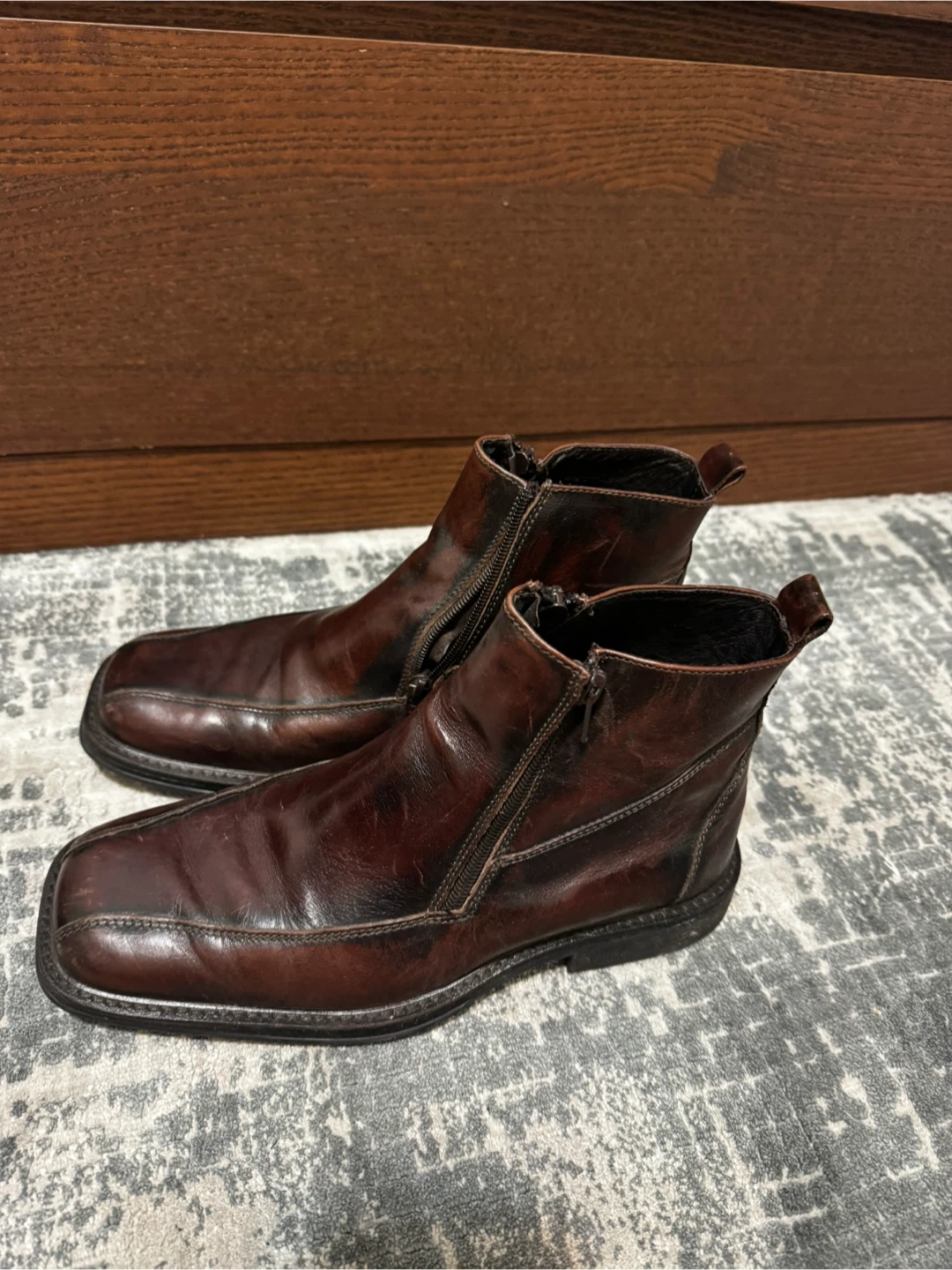 ALDO Brown Leather Zip-Up Ankle Boots