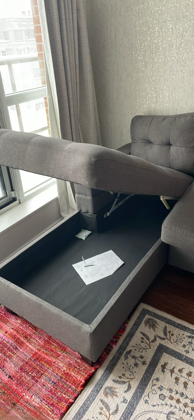 Grey Sectional Sofa with Storage - photo 3