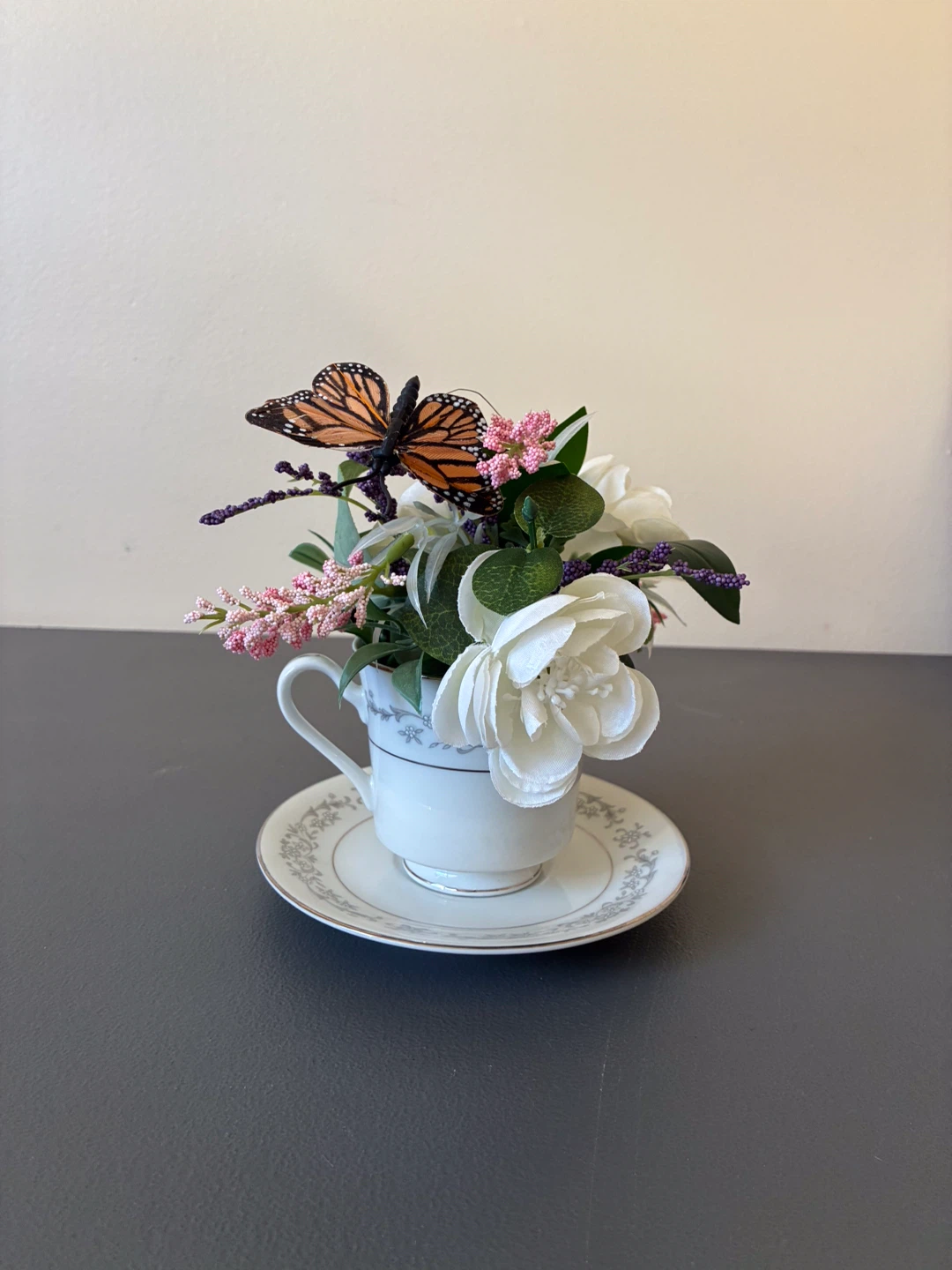 Imperial China Windsor Teacup and Saucer with Floral Arrangement