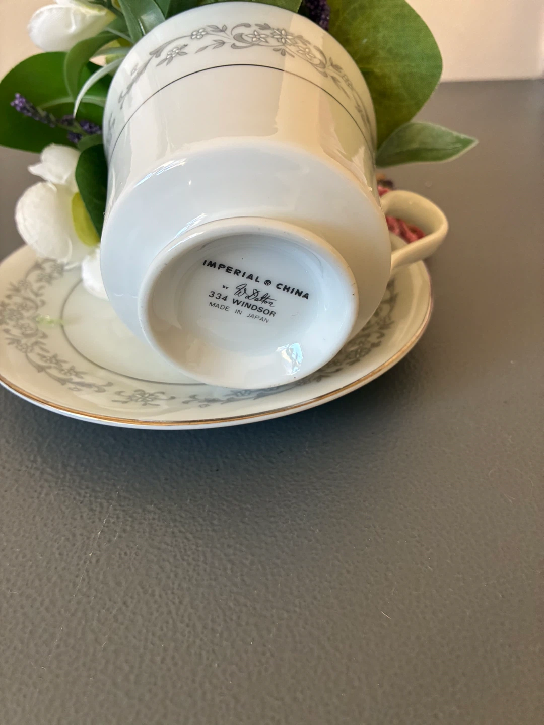Imperial China Windsor Teacup and Saucer with Floral Arrangement - photo 4