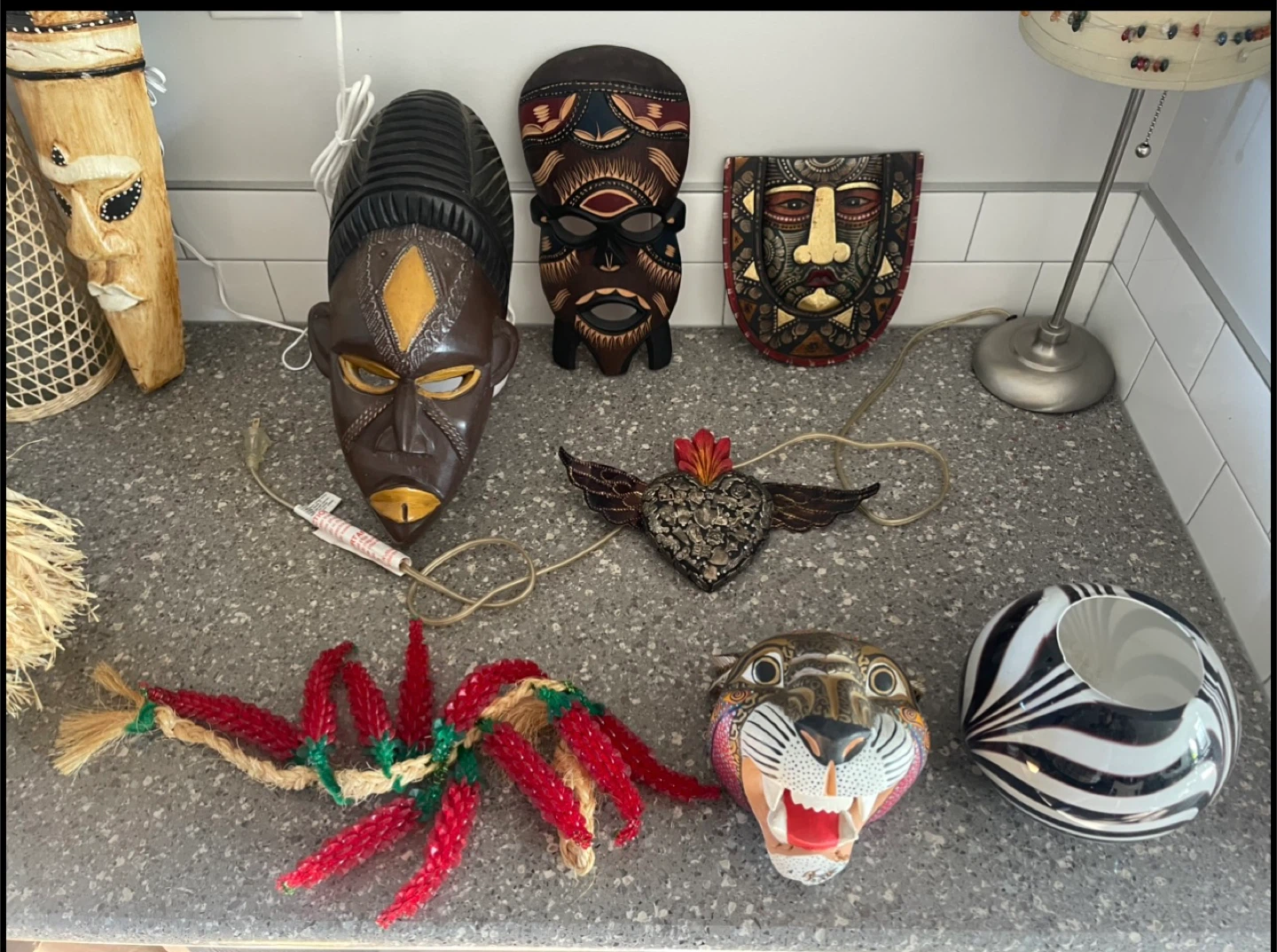 Wooden masks and decorative items
