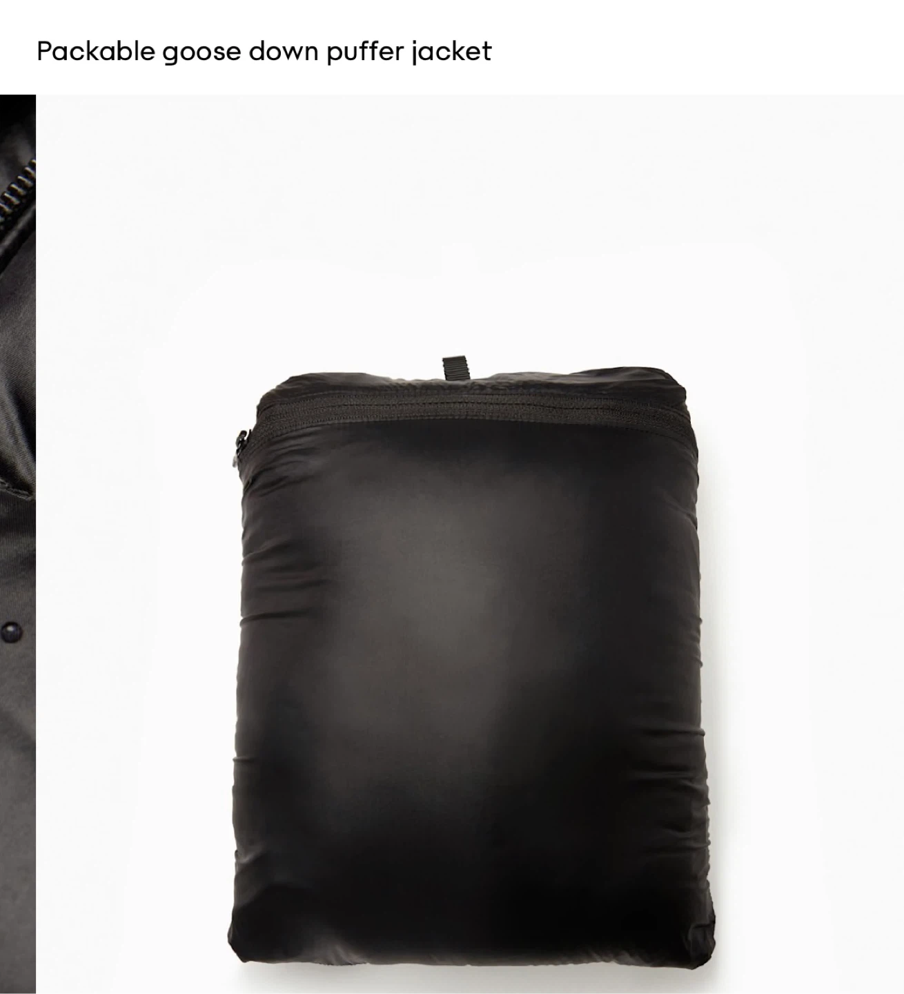 Black Packable Goose Down Puffer Jacket - photo 3