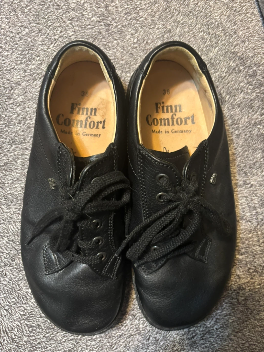 Finn Comfort Black Leather Lace-Up Shoes - Size 38 - photo 2