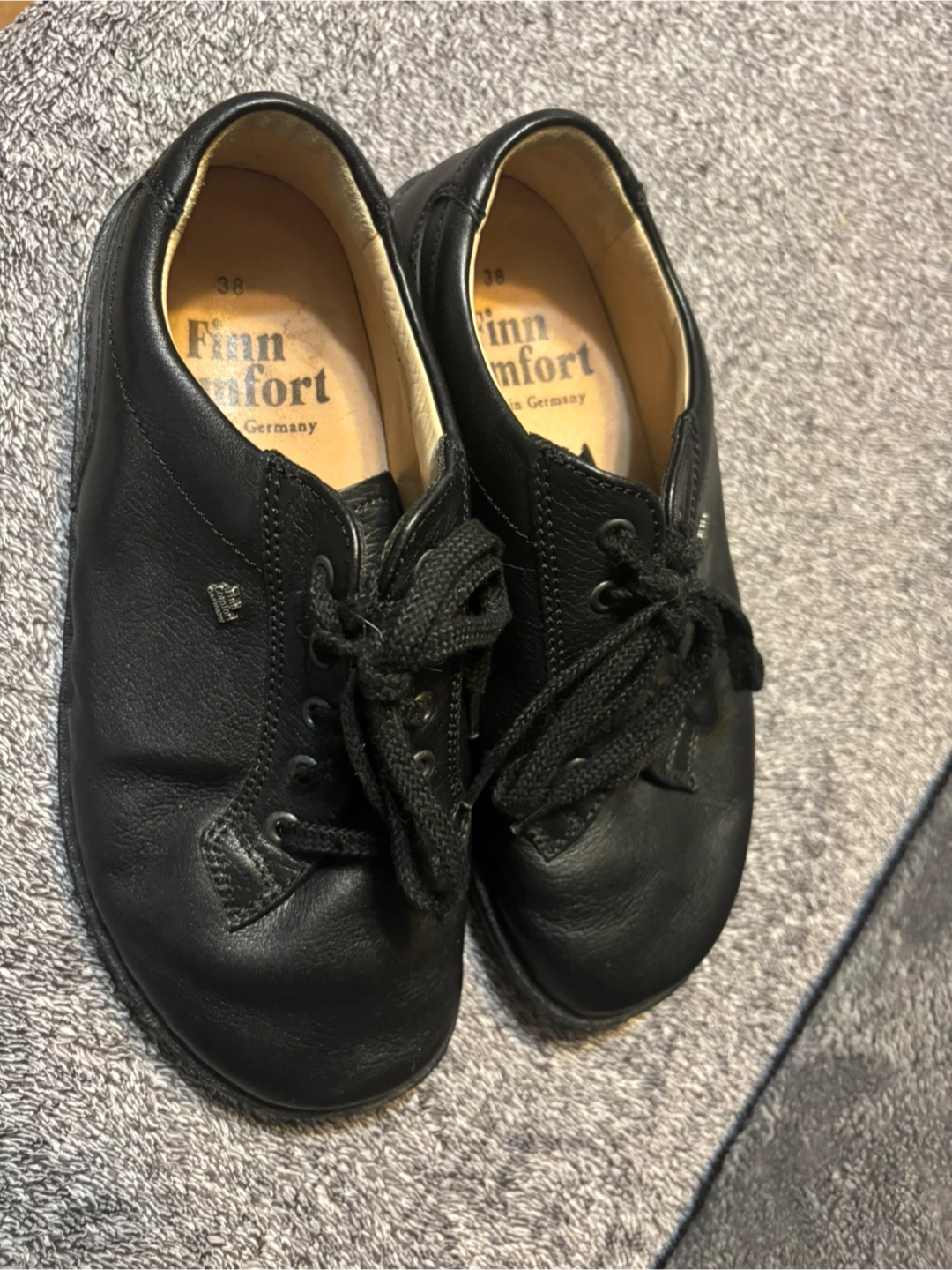 Finn Comfort Black Leather Lace-Up Shoes - Size 38 - photo 4