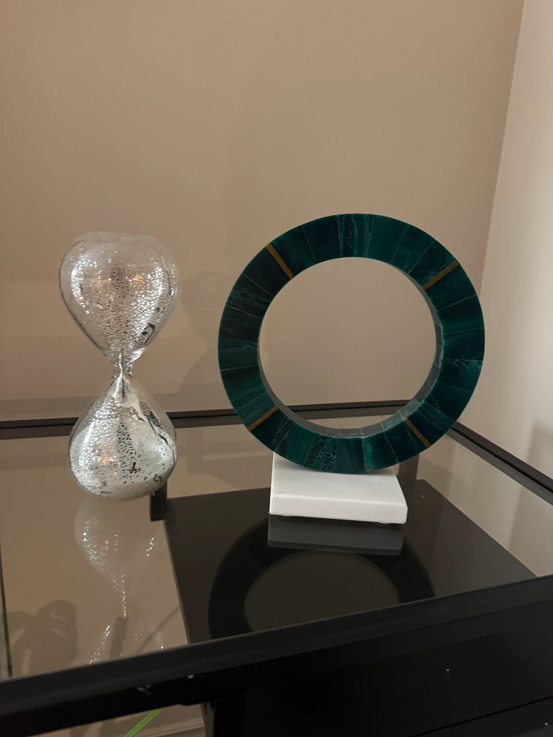Decorative Circle Sculpture and Hourglass