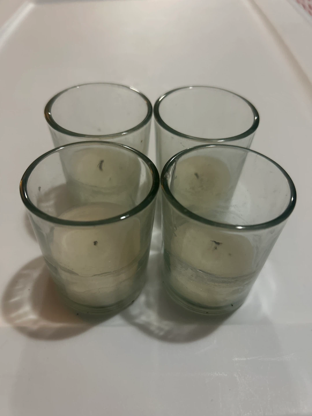 FREE🎁 Set of 4 Glass Votive Holders with White Candles