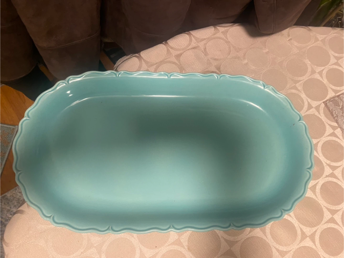 Teal Serving Platter with Scalloped Edge - photo 3