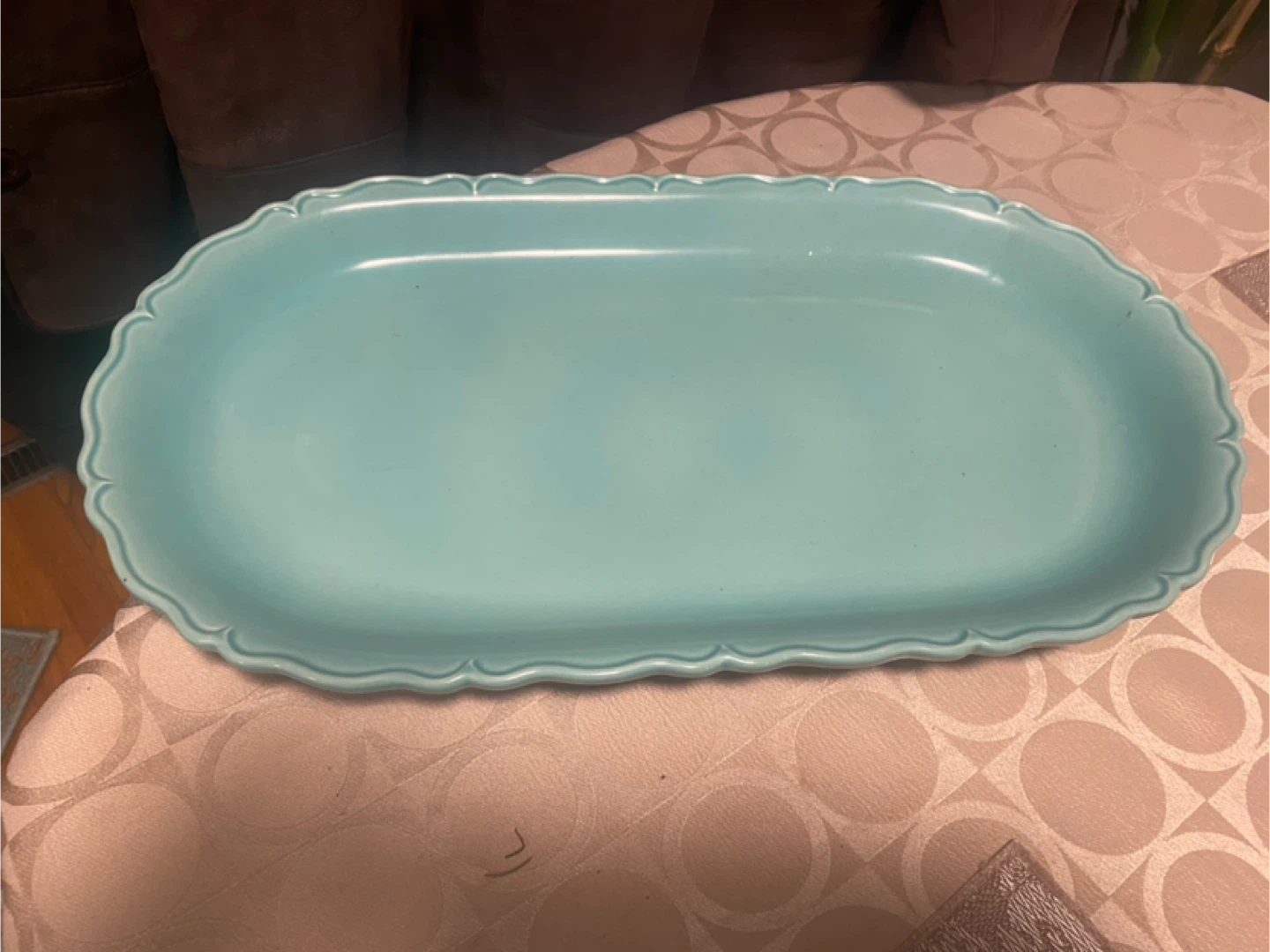 Teal Serving Platter with Scalloped Edge - photo 2