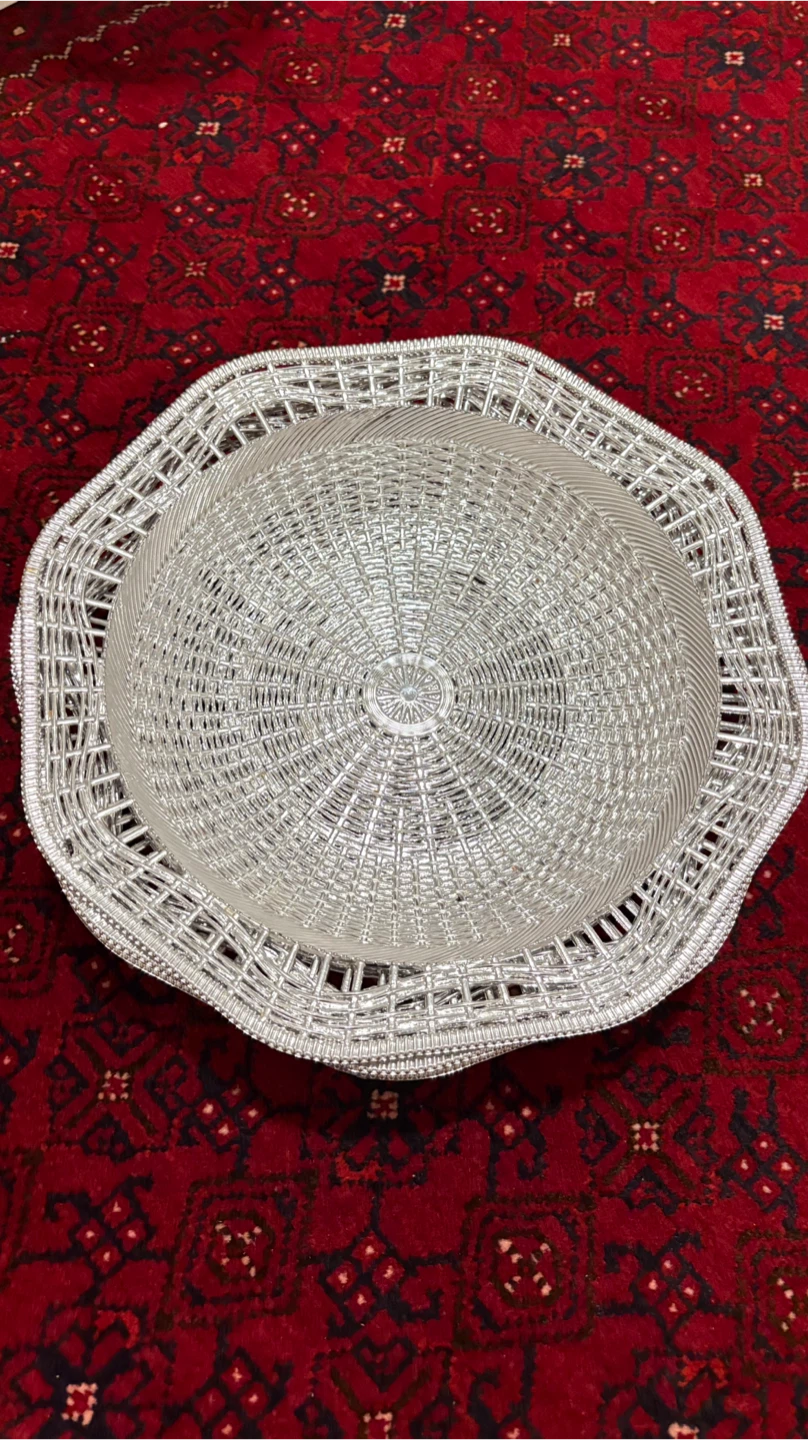 Set of 4 Silver Tone Woven Trays - photo 3