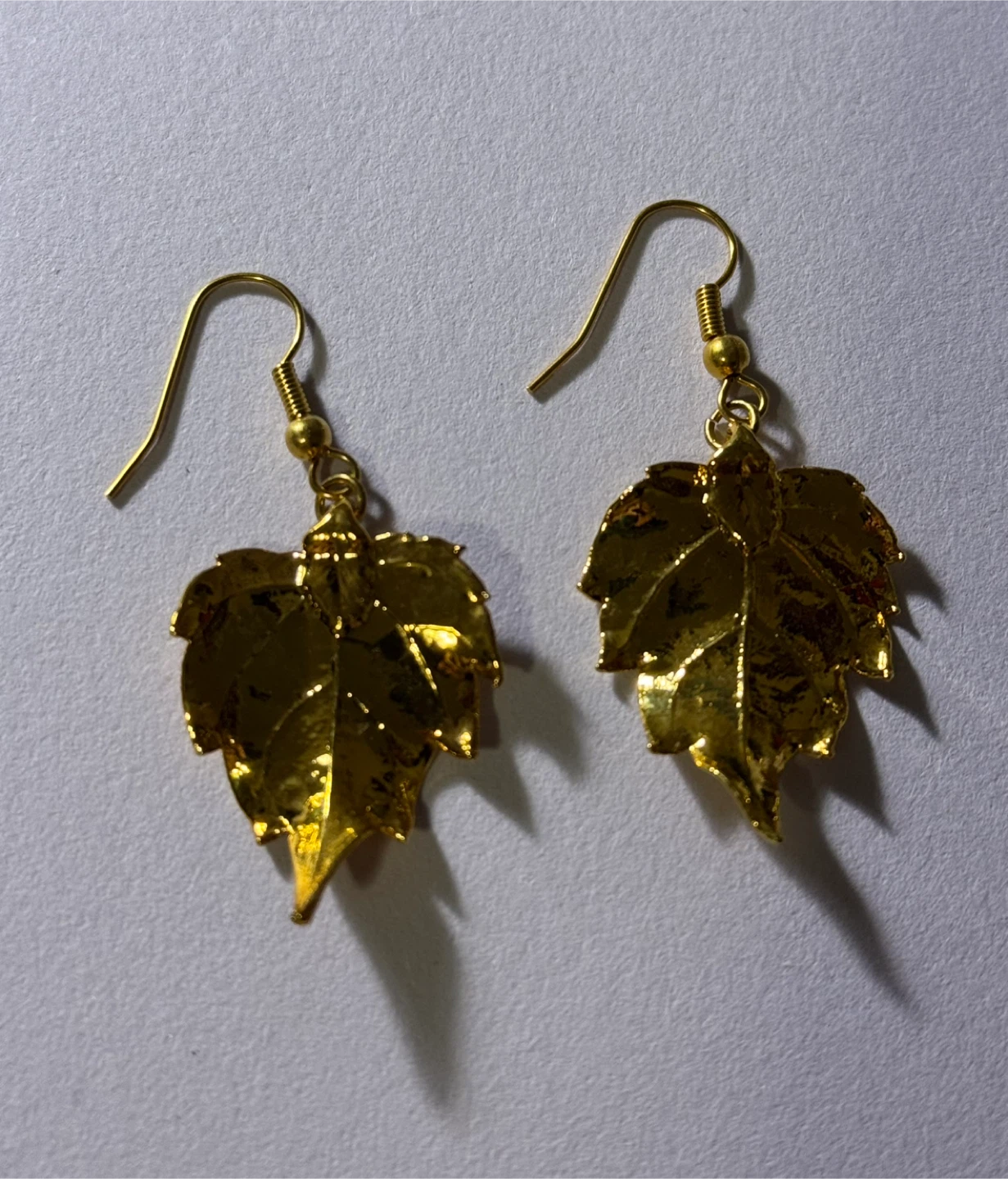 Gold Tone Leaf Earrings