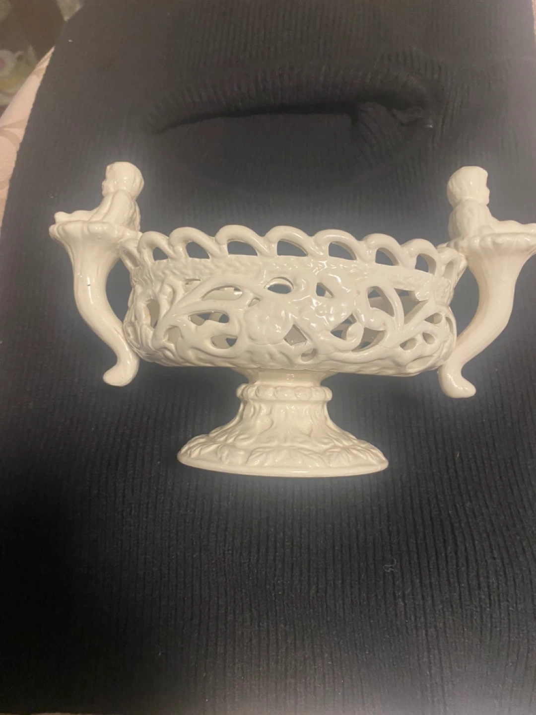 White Ceramic Decorative Bowl with Cherubs