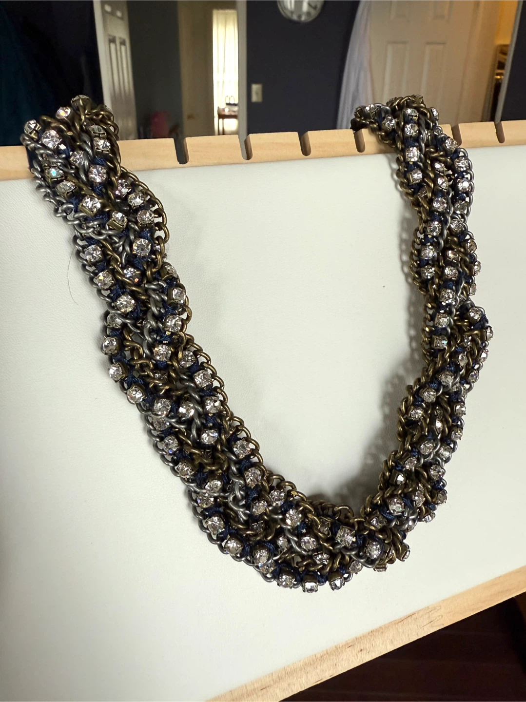 Chain and Rhinestone Statement Necklace - photo 3