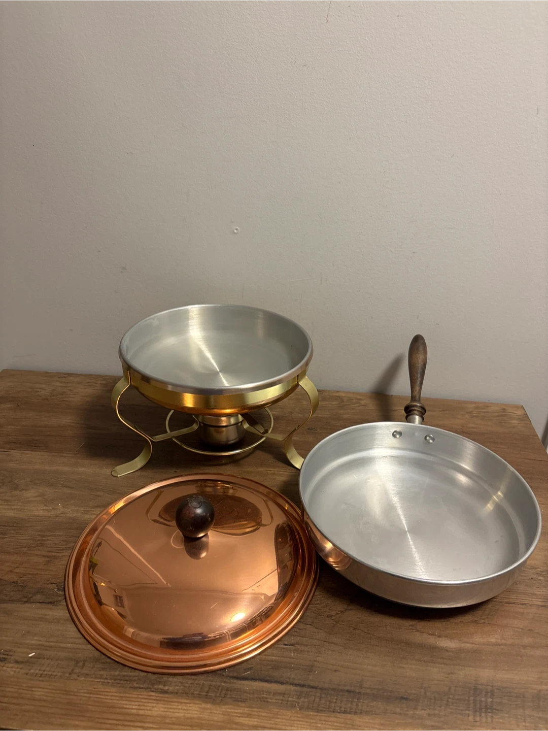Vintage Copper and Stainless Steel Fondue Pot Set - photo 5