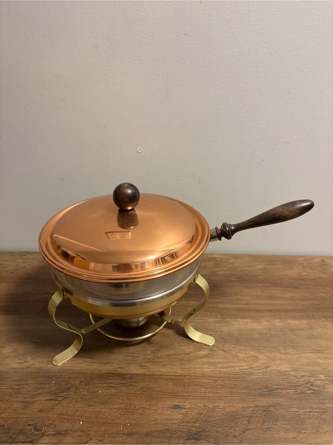 Vintage Copper and Stainless Steel Fondue Pot Set - photo 3