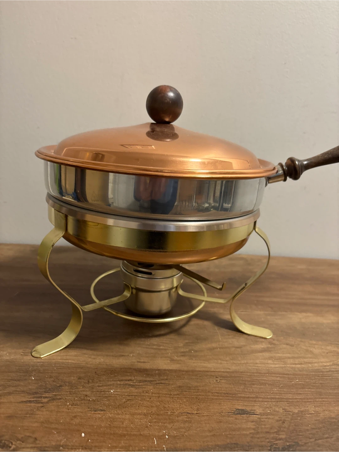 Vintage Copper and Stainless Steel Fondue Pot Set - photo 2