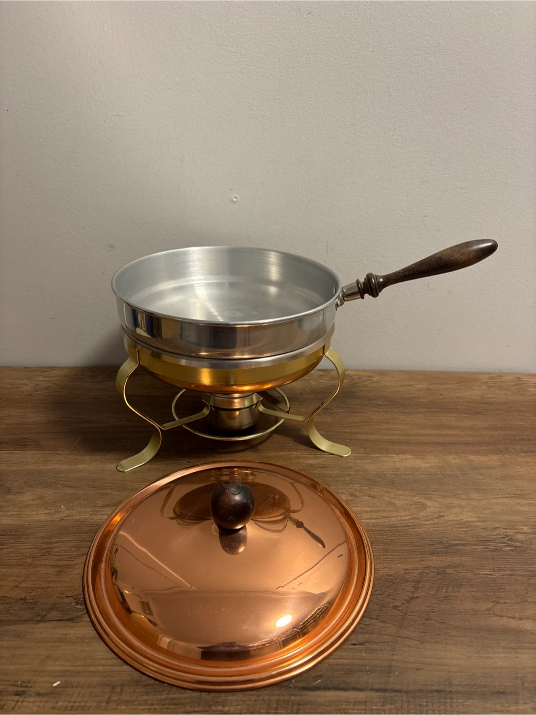 Vintage Copper and Stainless Steel Fondue Pot Set - photo 4