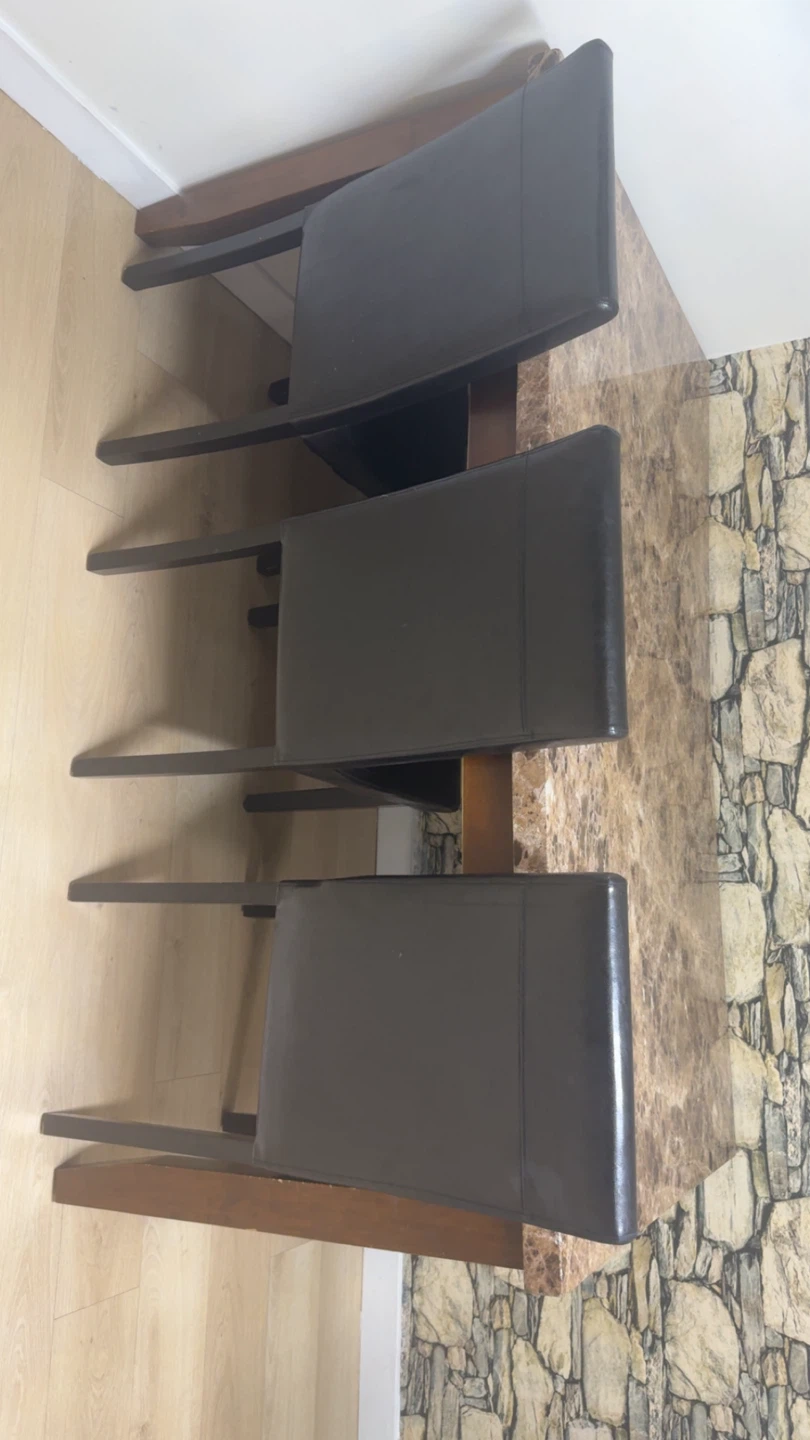 Marble Dining Table with 4 Black Chairs - photo 5