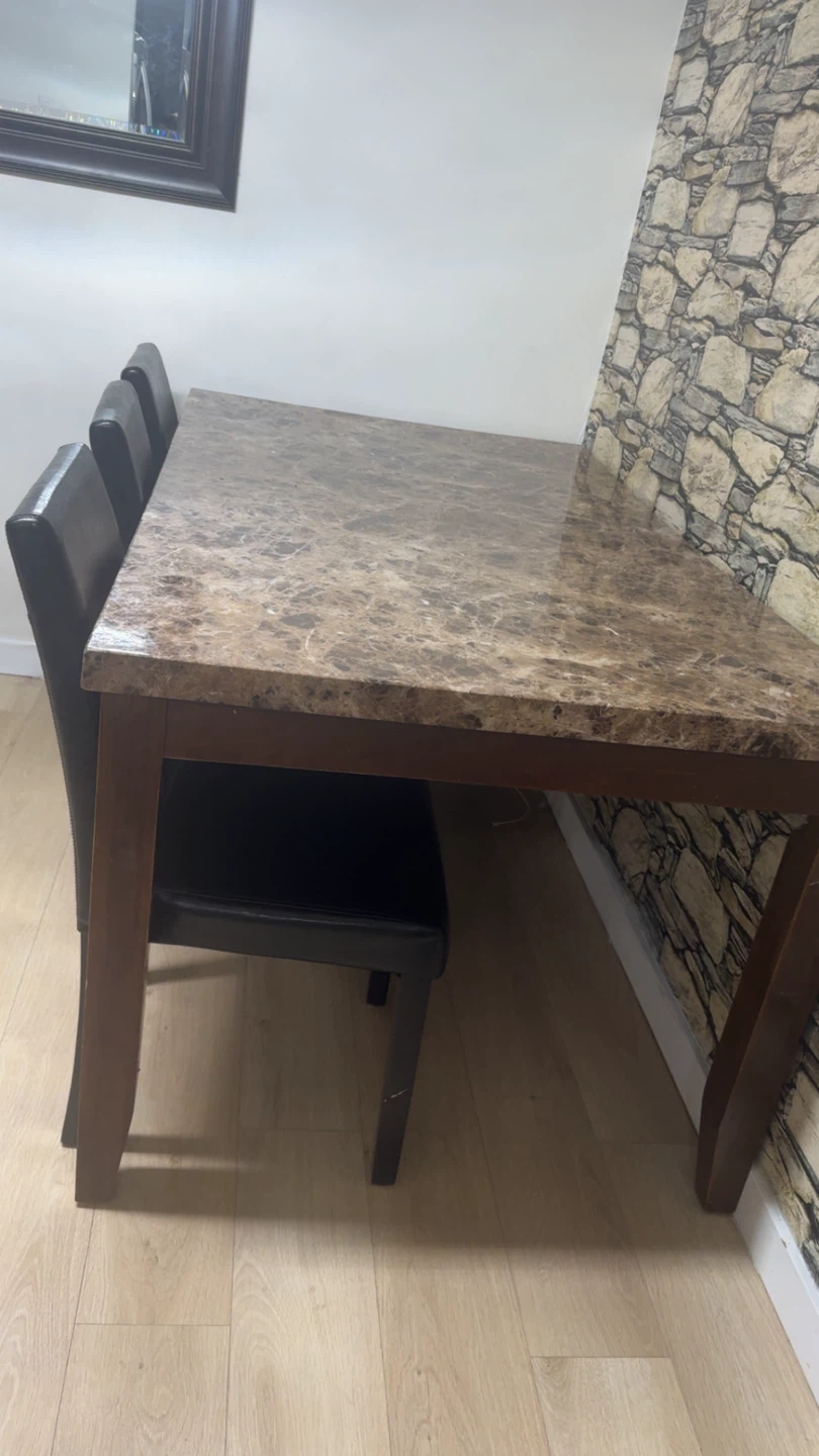Marble Dining Table with 4 Black Chairs - photo 3