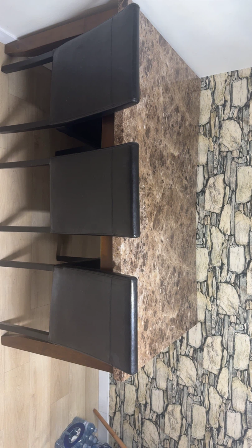 Marble Dining Table with 4 Black Chairs - photo 2