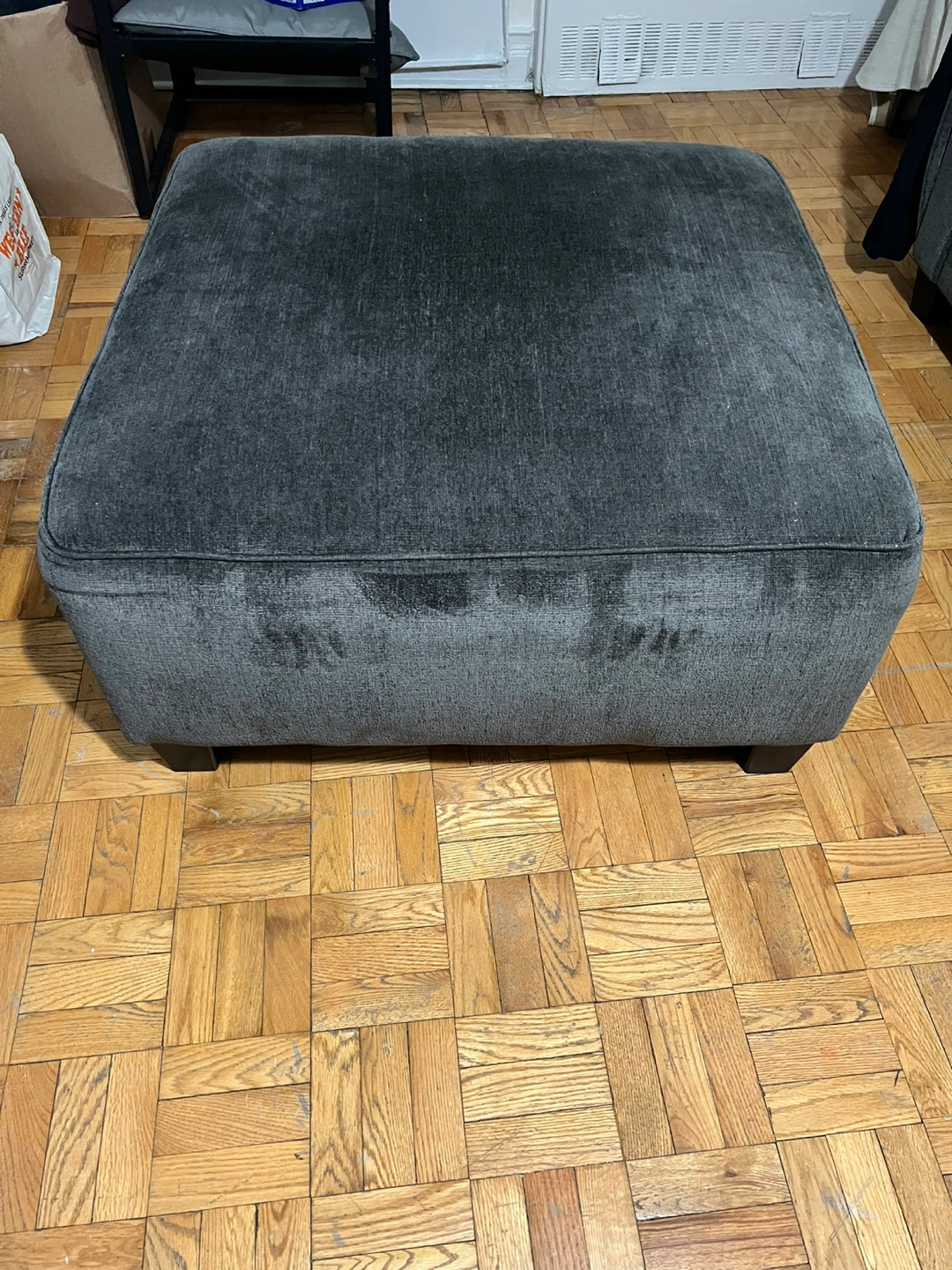 Dark Gray Upholstered  Ottoman
