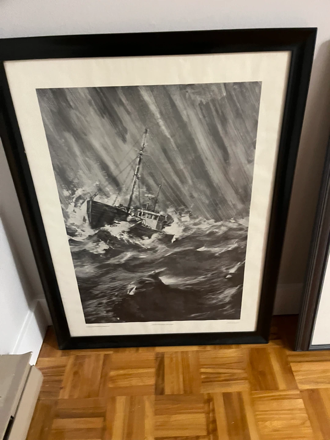 Framed Nautical Art Print: Ship in Storm
