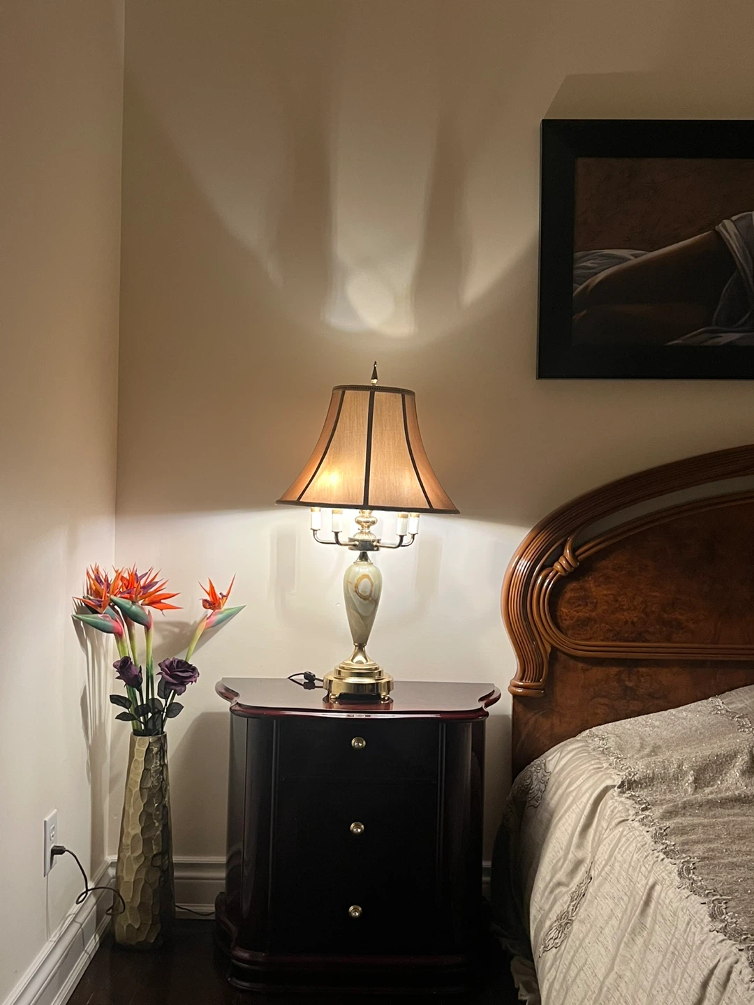 Vintage Onyx and Brass Table Lamp