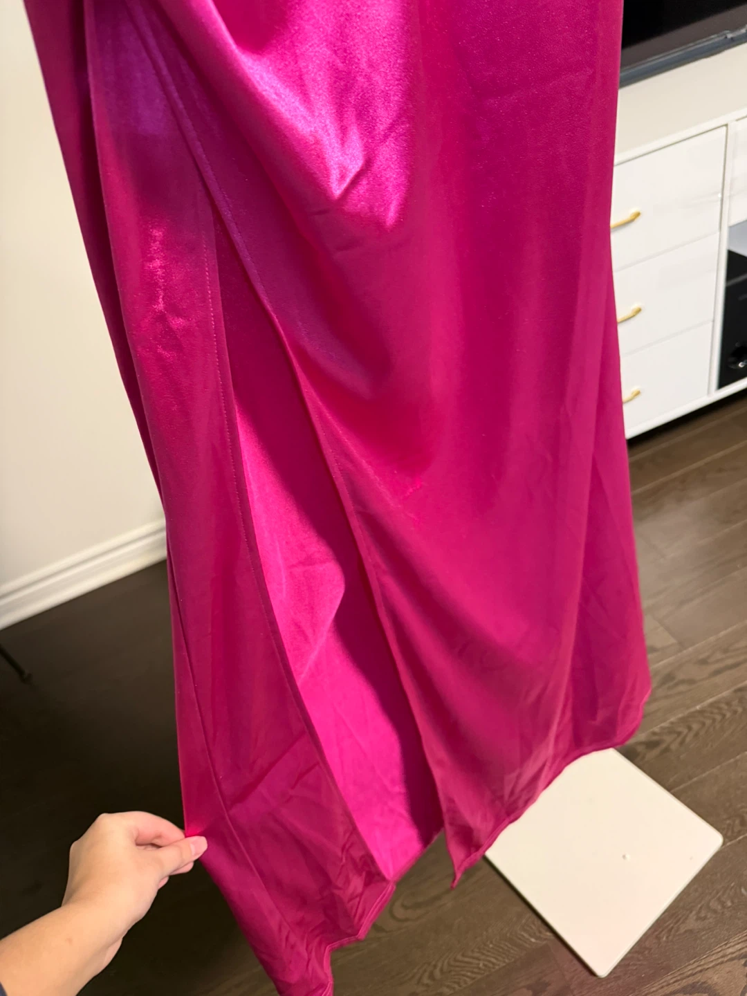 Hot Pink Strapless Satin Maxi Dress - photo 2