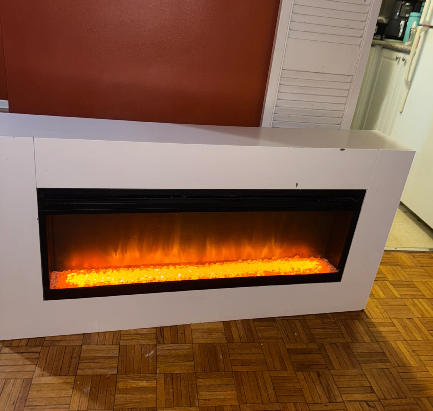 White Electric Fireplace with Flame Effect