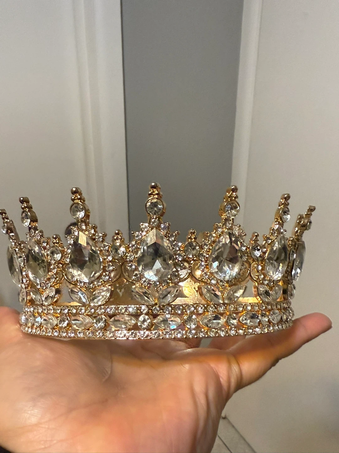 Gold and Rhinestone Tiara Crown