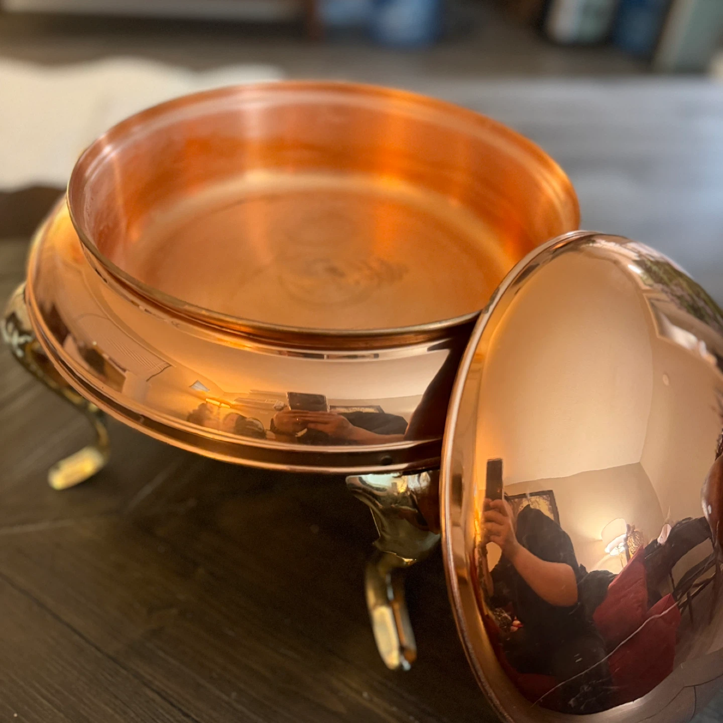 Copper Chafing Dish with Fuel Burner and Stand. - photo 3