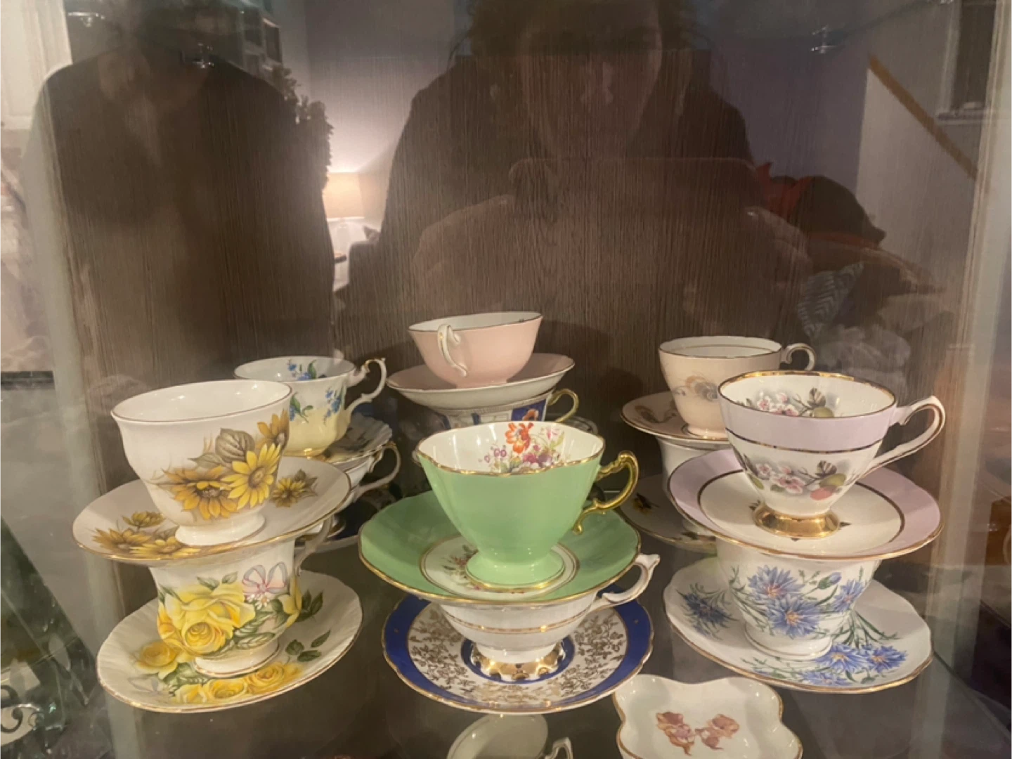 Set of Decorative Teacups and Saucers