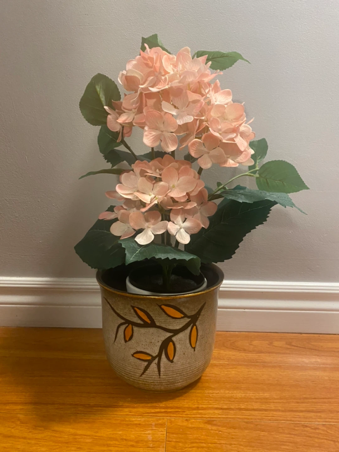 Artificial Pink Hydrangea Plant in Decorative Pot