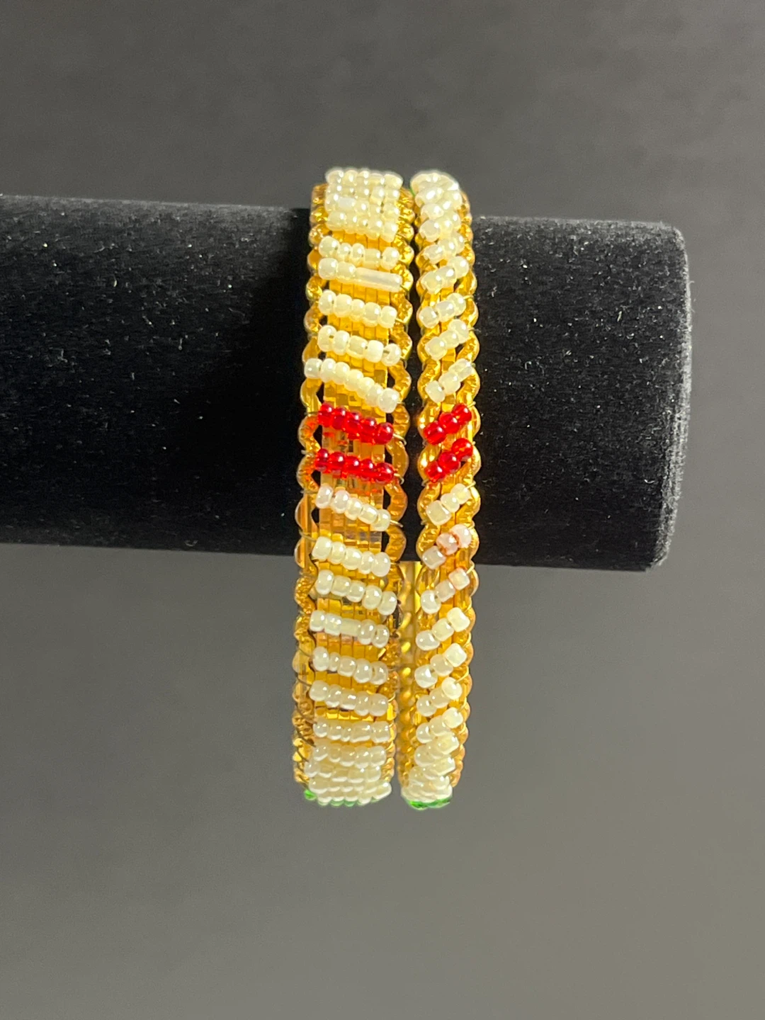 Gold Toned Beaded Bangles - photo 2