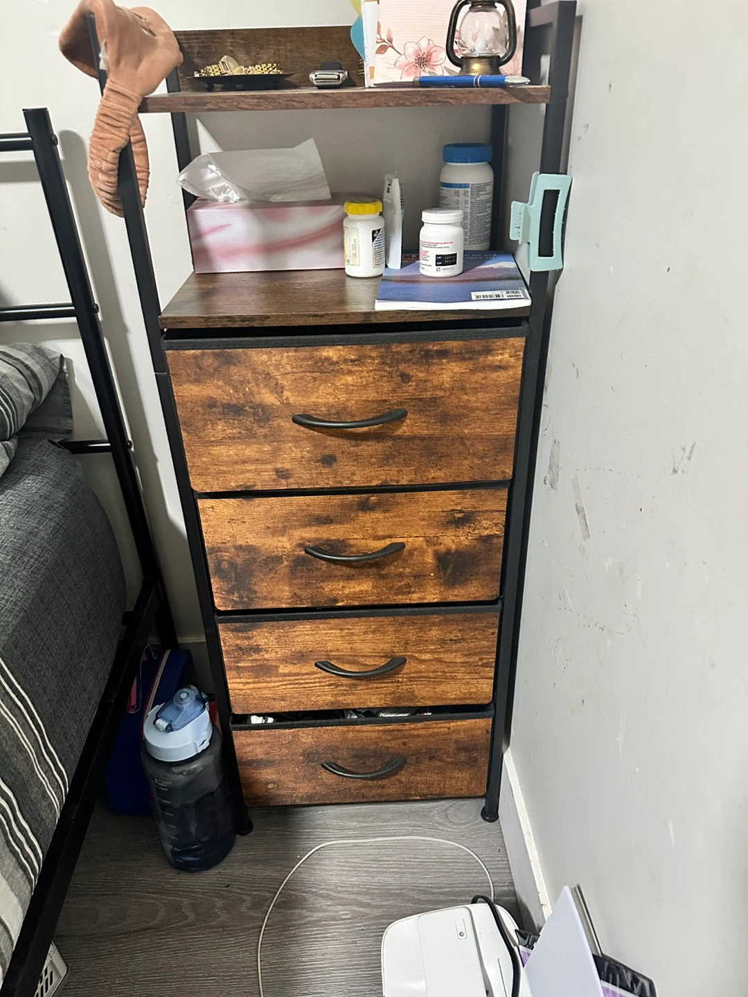 4-Drawer Storage Unit with Wood-Look Finish bed side table - photo 3