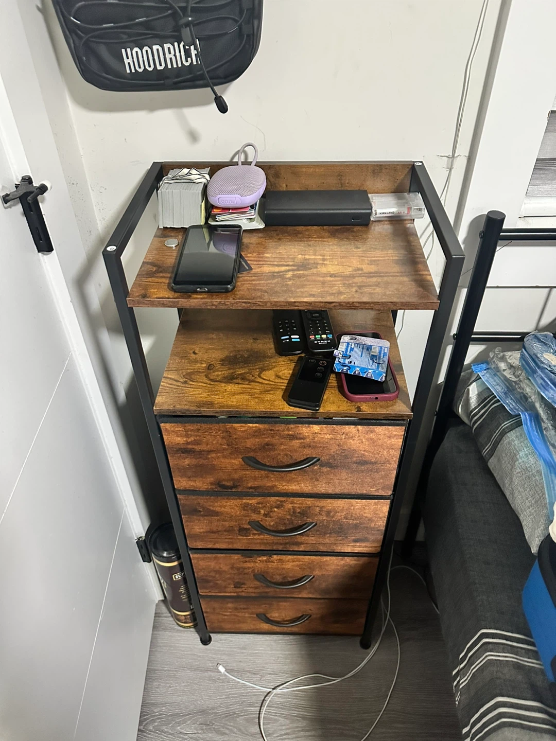 4-Drawer Storage Unit with Wood-Look Finish bed side table - photo 2
