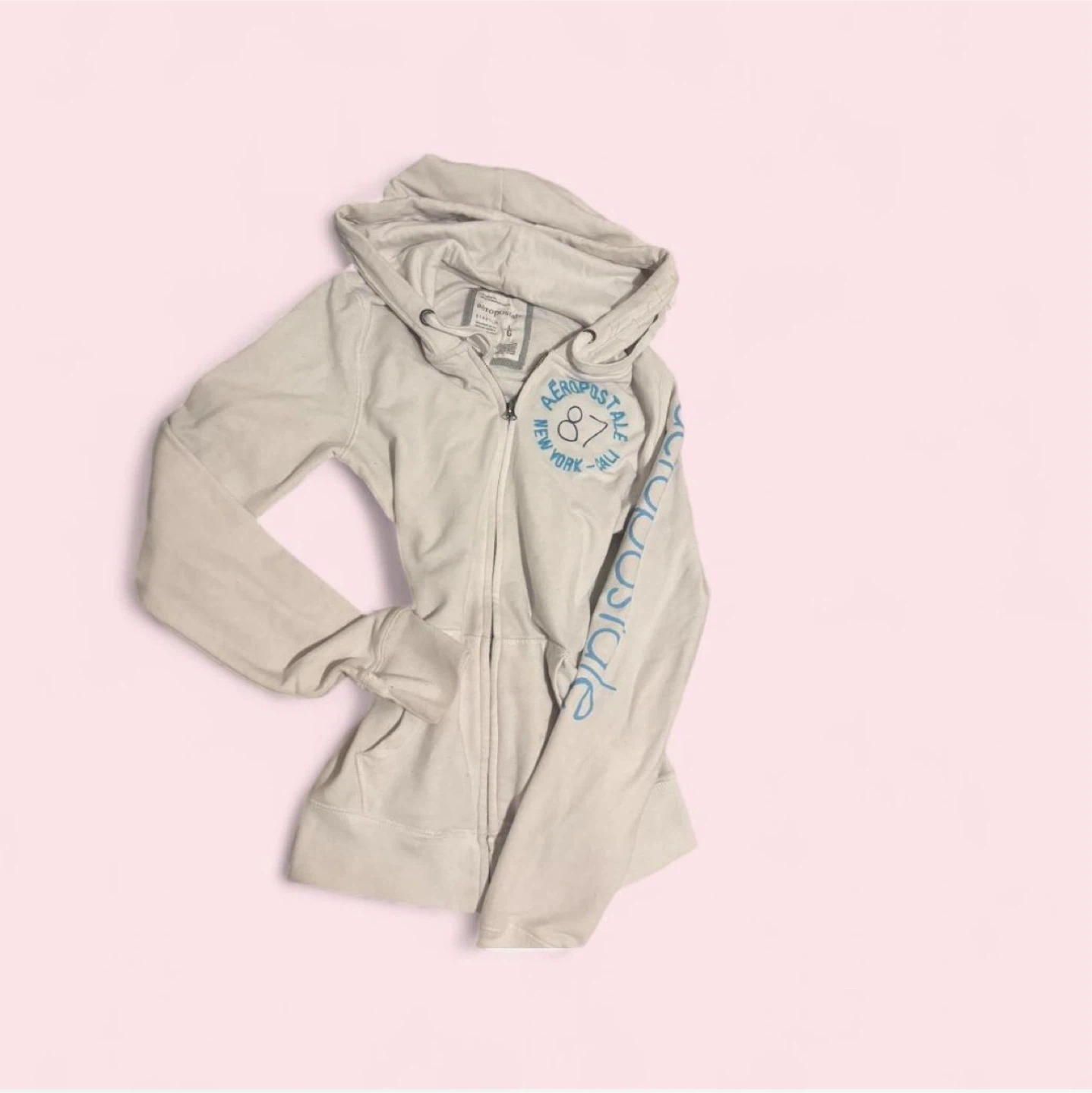 Aeropostale White Zip-Up Hoodie
