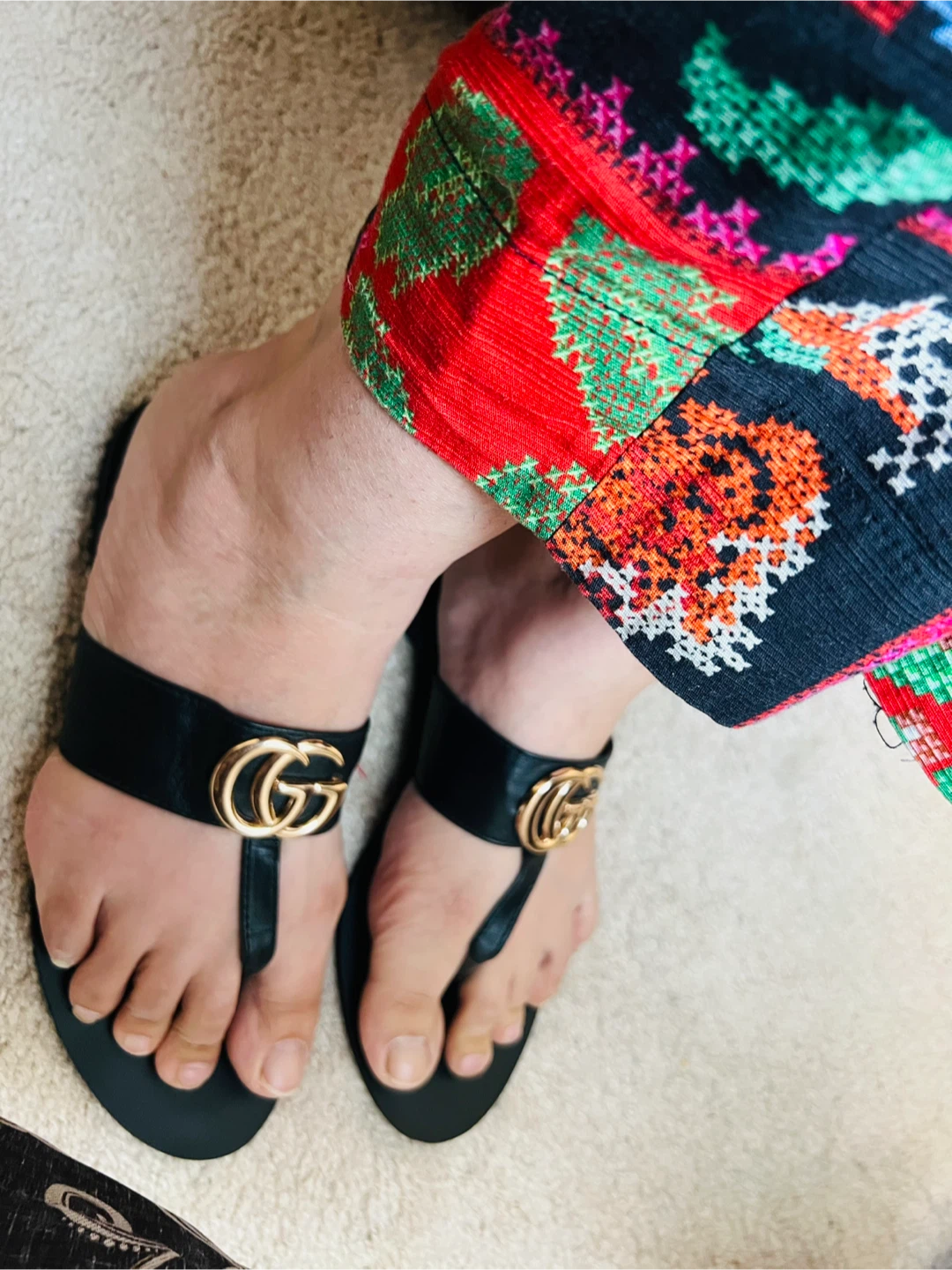 Gucci Black Double G Thong Sandals - photo 2