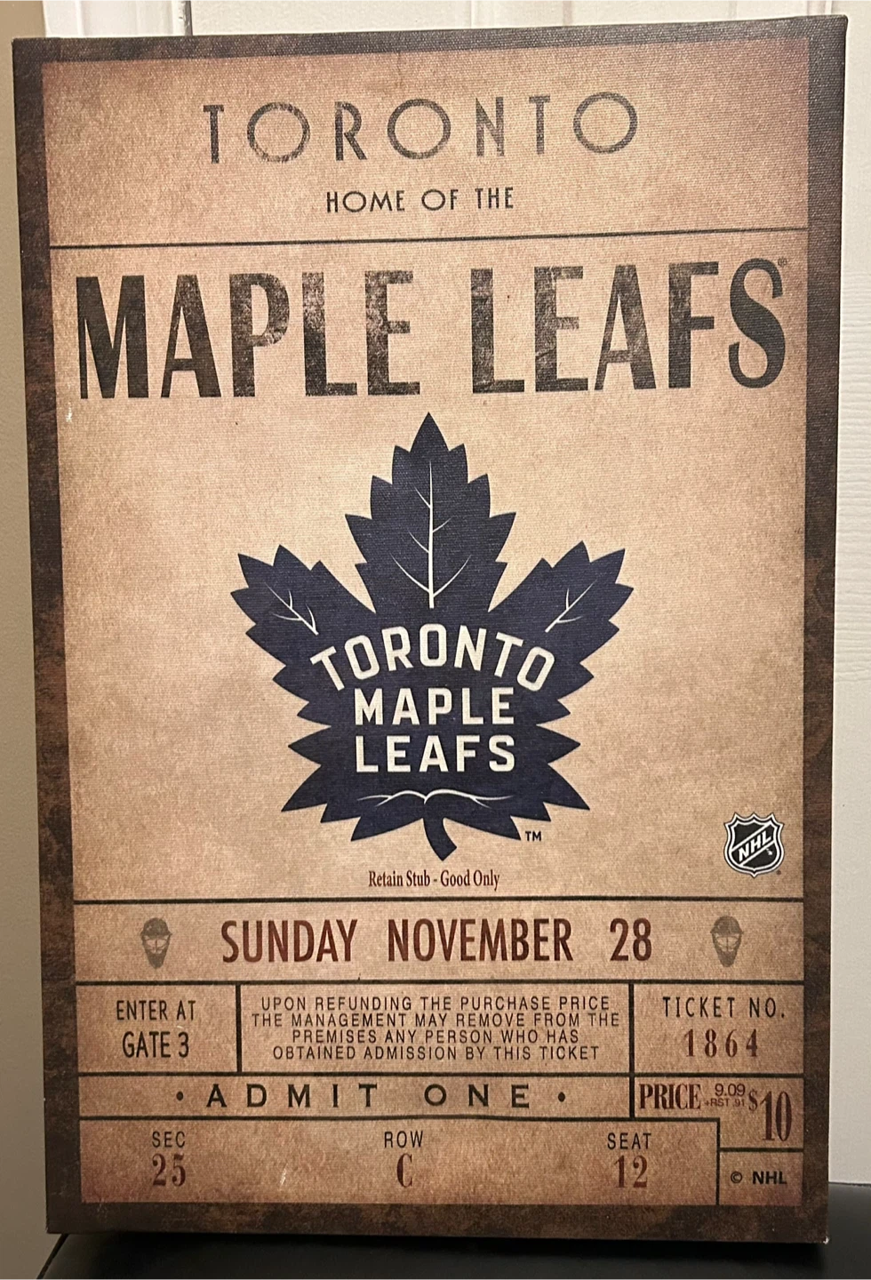 Toronto Maple Leafs Vintage Style Ticket Art