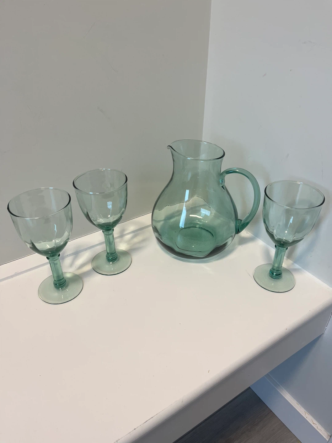 Glass Pitcher and Wine Glasses Set