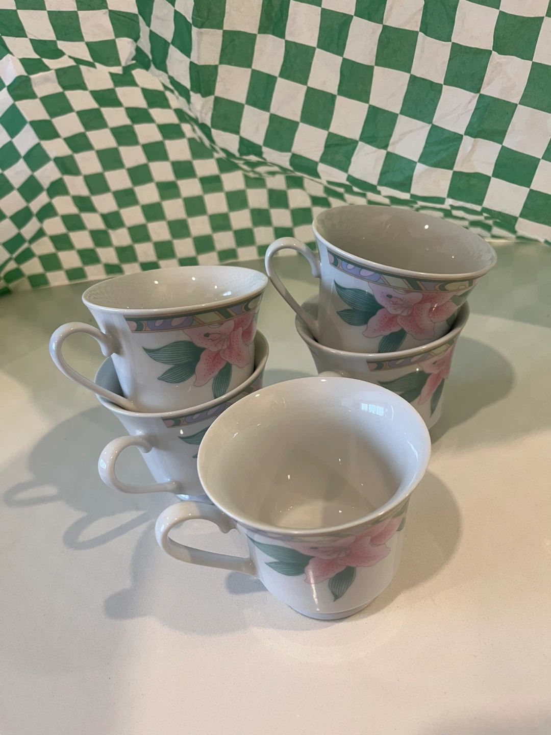 Set of 5 Floral Teacups