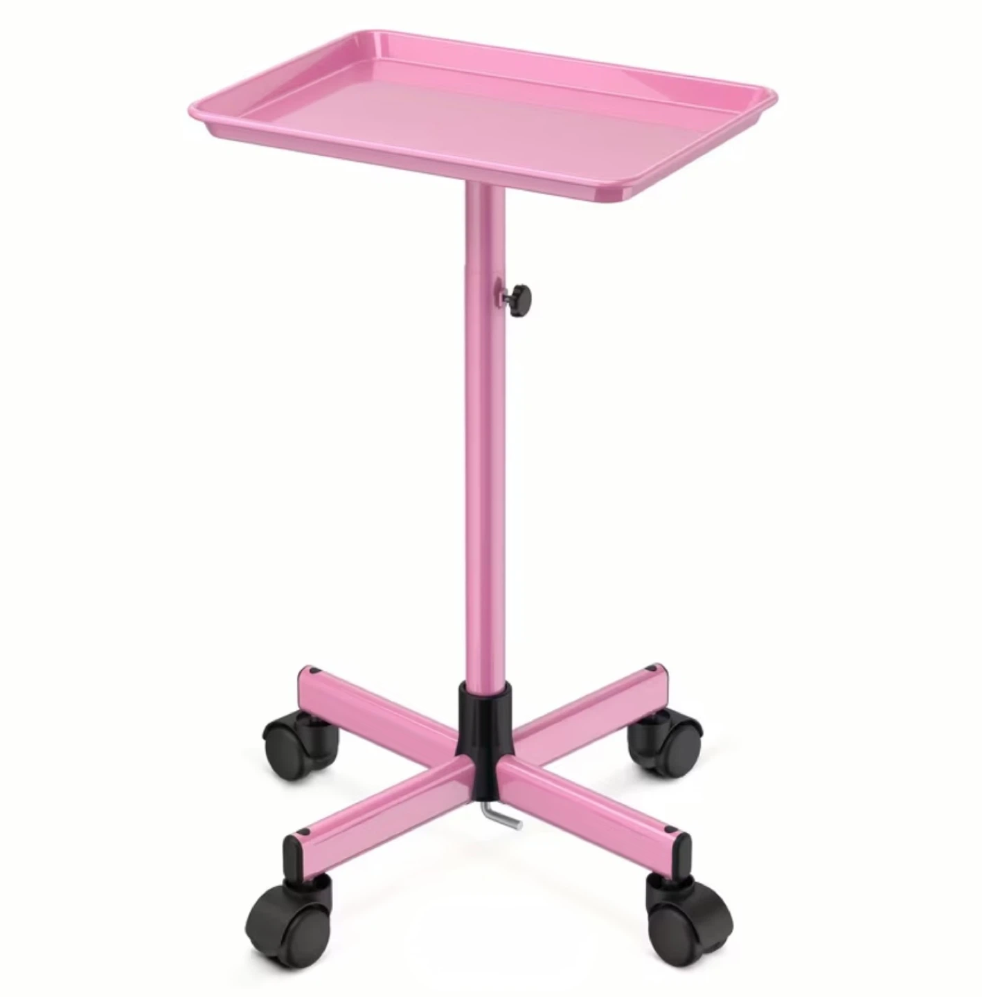 Adjustable Pink Rolling Tray Table