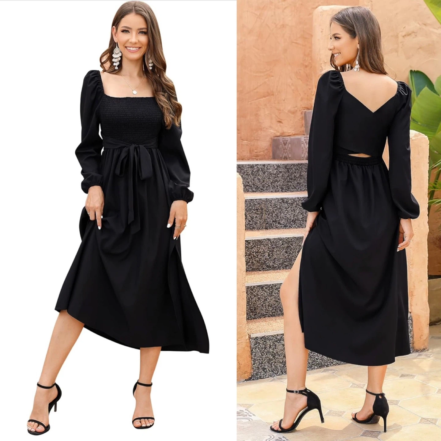 NEW! KOJOOIN Reversible Smocked Midi Dress with Cutout - photo 4
