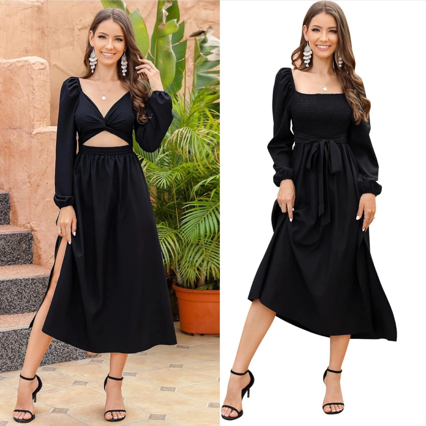 NEW! KOJOOIN Reversible Smocked Midi Dress with Cutout