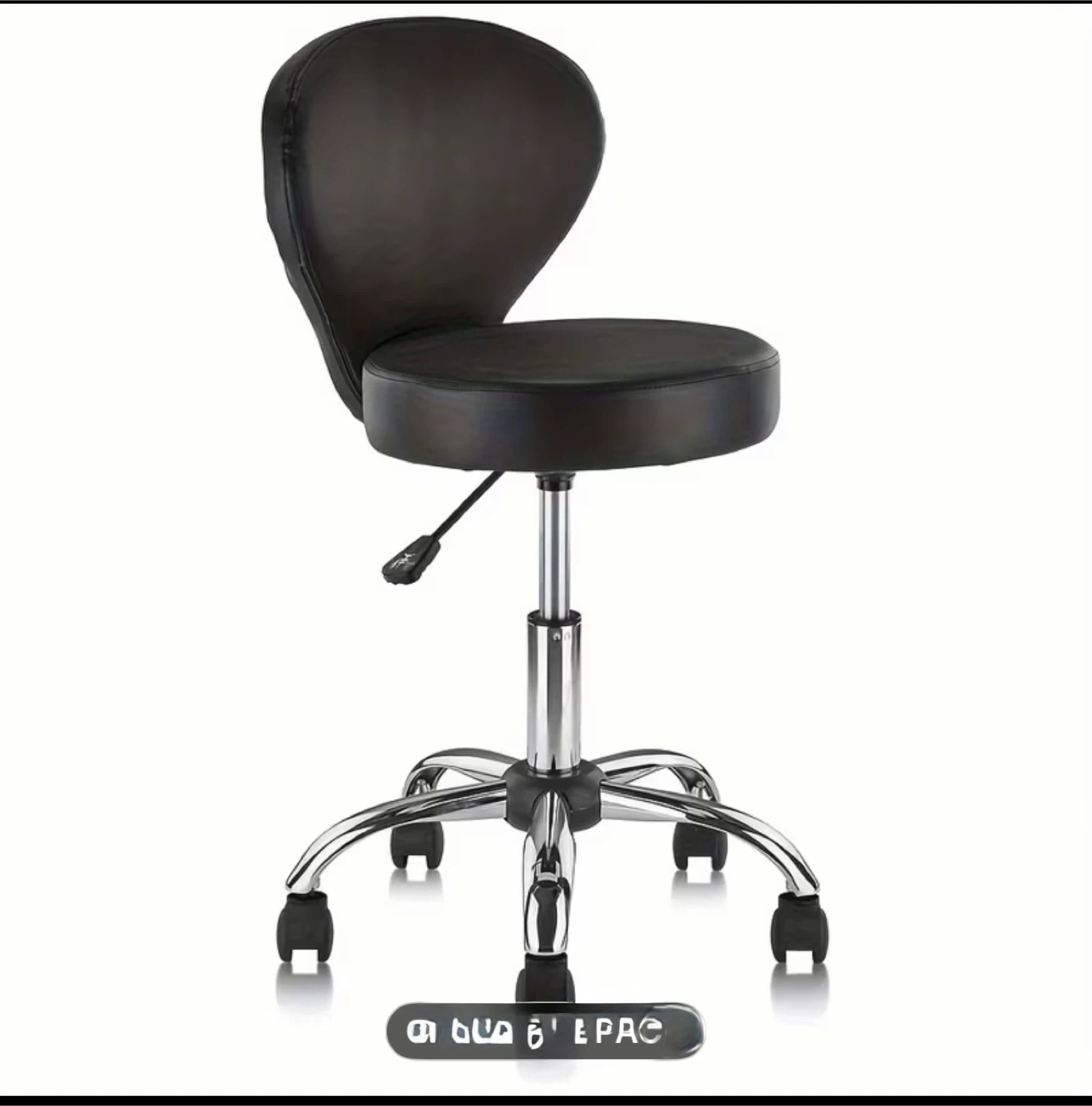 Black Swivel Rolling Stool Chair with Back