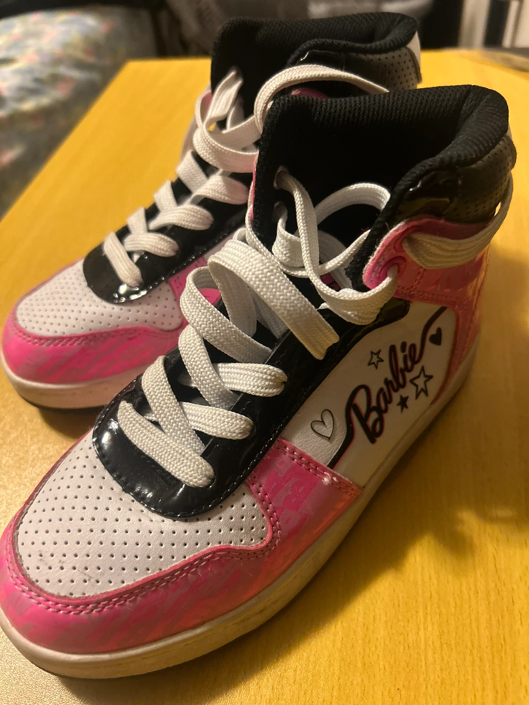 Barbie High Top Sneakers - Pink and White Size 2