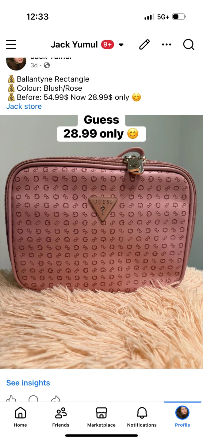 Guess Ballantyne Rectangle Makeup Bag - Blush/Rose