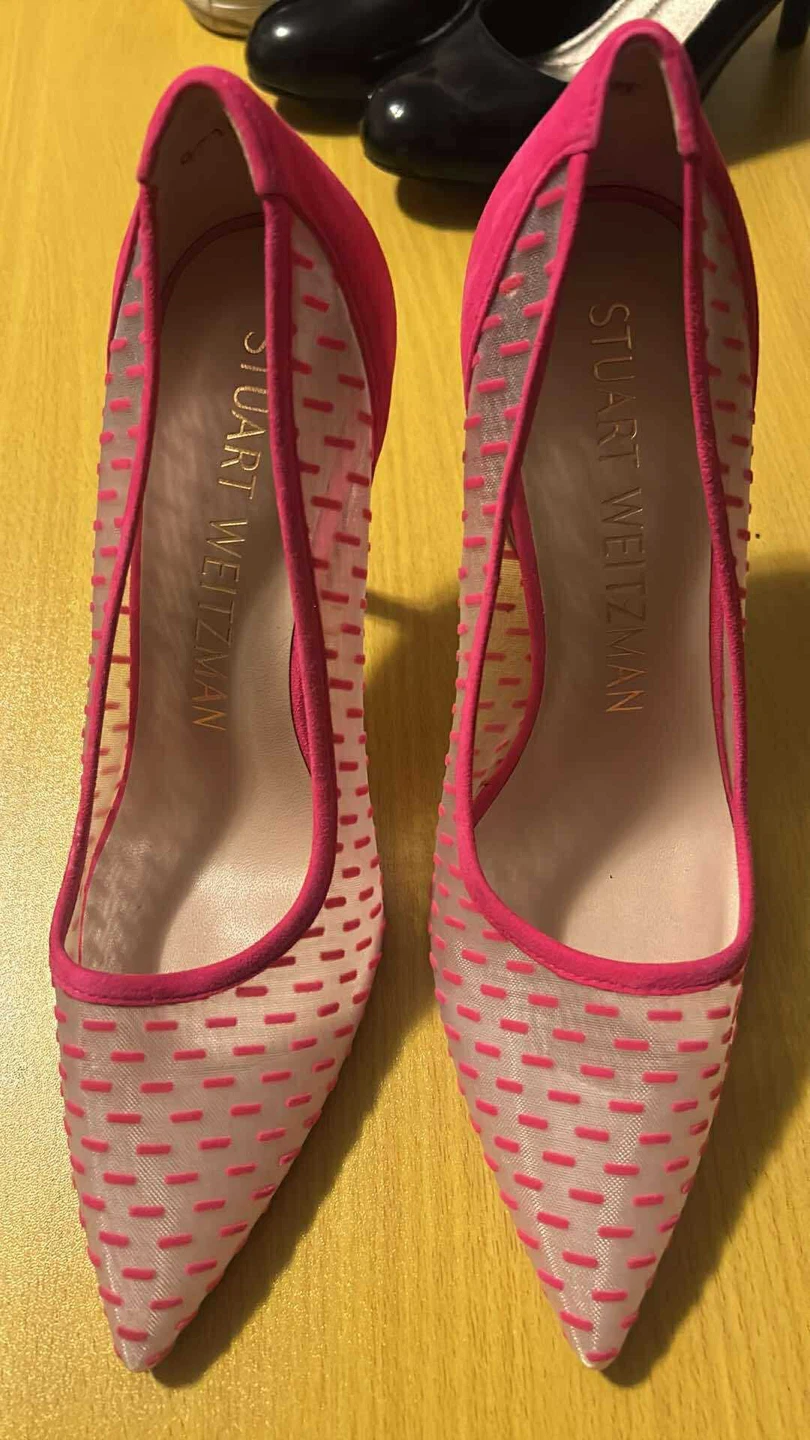 Stuart Weitzman Pink Mesh Pointed-Toe Heels Size 7.5